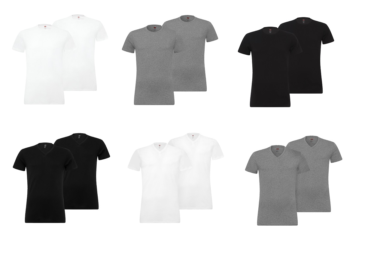 Levi's Rundhals- oder V-Ausschnitt T-Shirt/Unterhemd (2er Pack)