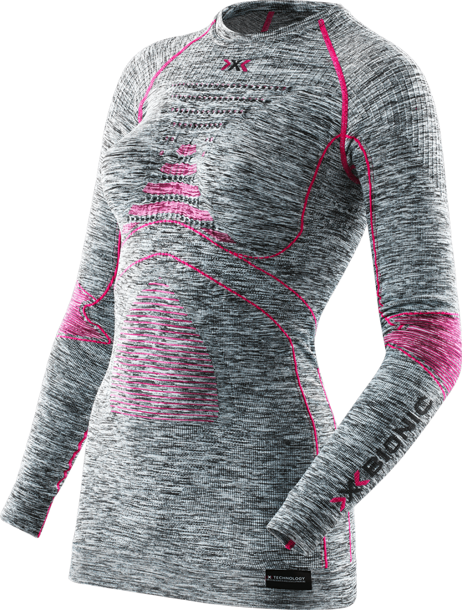 I100668_G739_Energy_Accumulator_Evo_Melange_Shirt_Round_Neck_Long_Woman_Front X-Bionic Energy Accumulator® EVO Melange Damen Shirt oder Pants Long